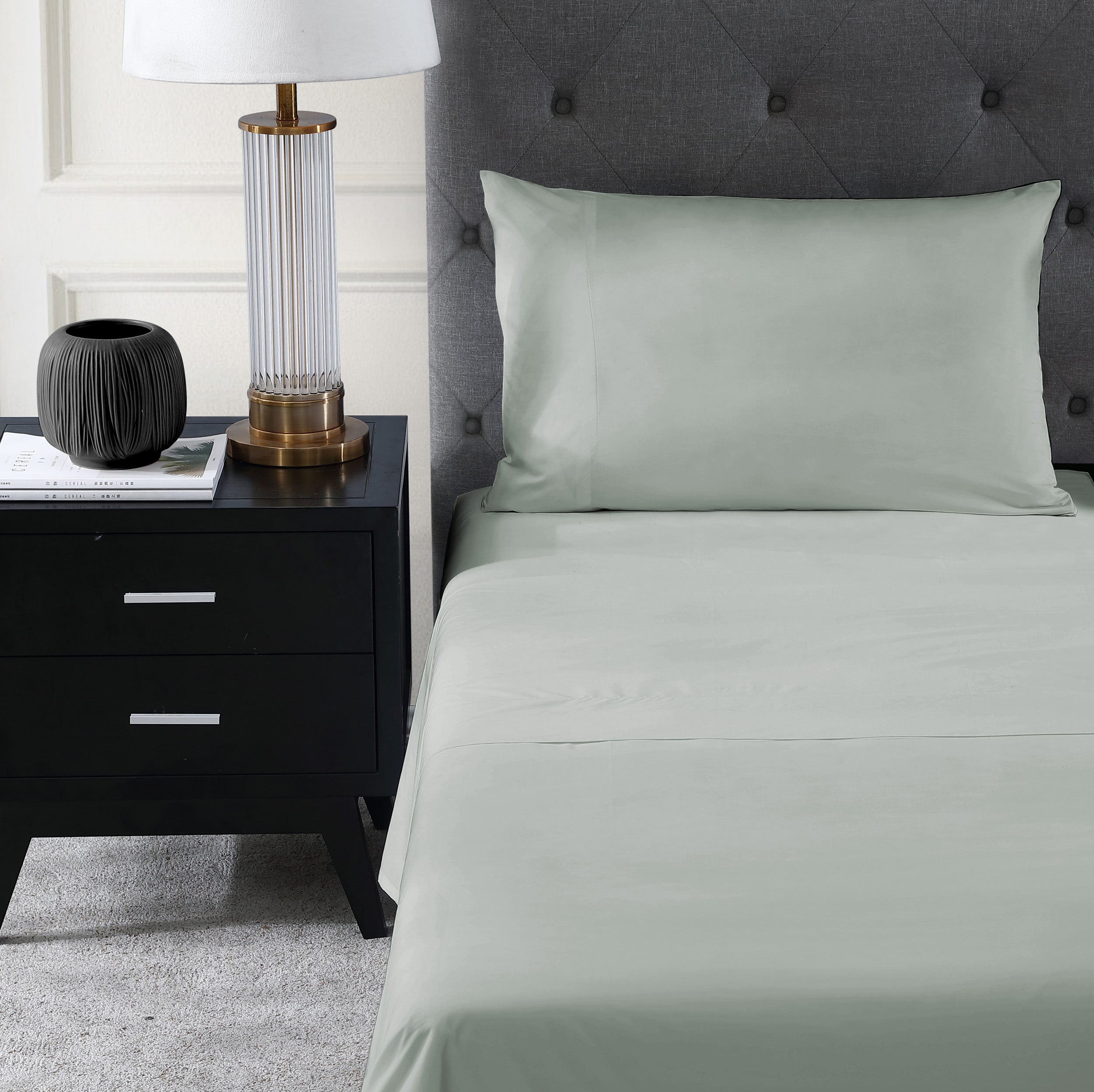 Pure Parima Egyptian Cotton Sheets Ultra Percale Sheet Set#color_salt