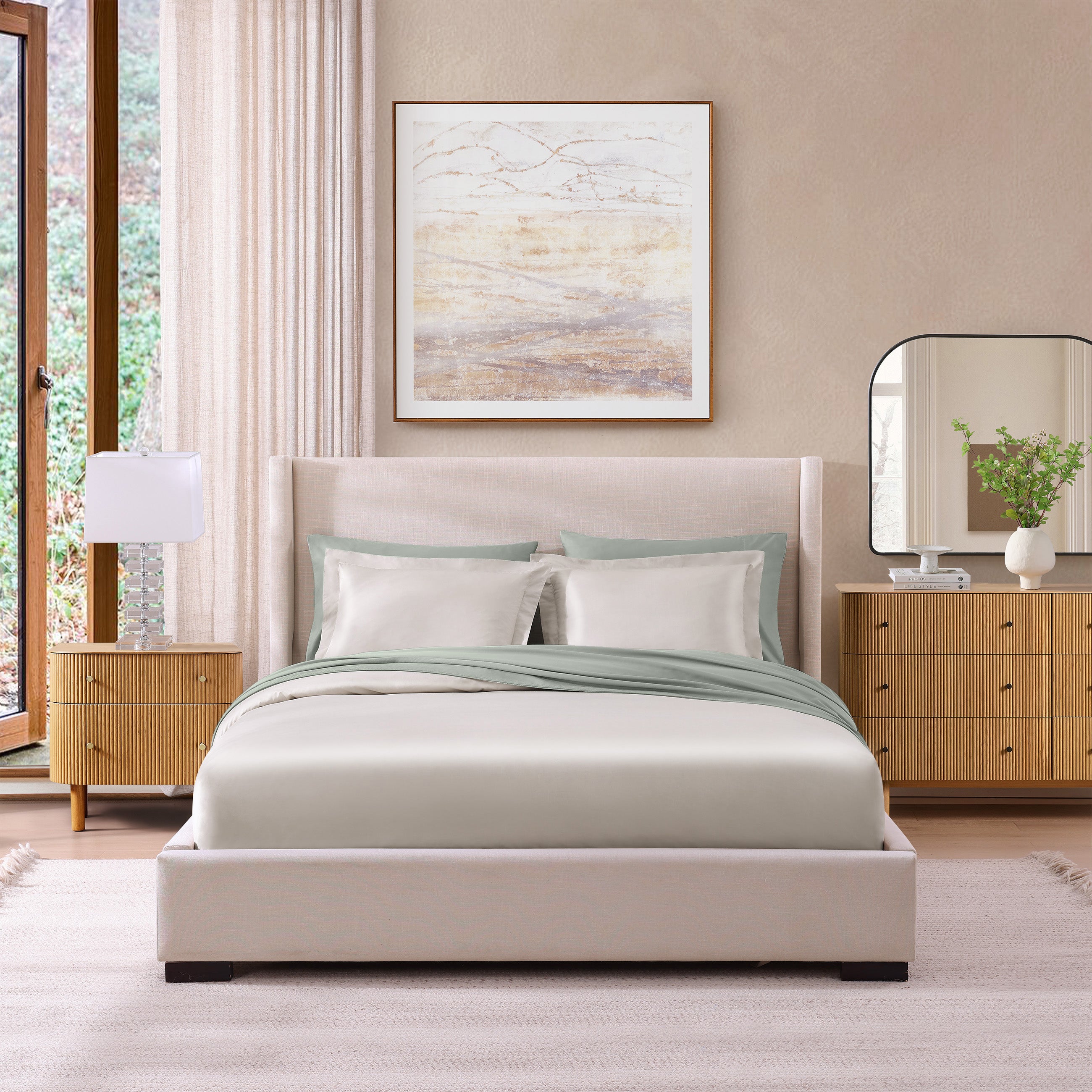 Silken Sateen Sheet Set Pure Parima Tencel Egyptian Cotton Silk#color_mist