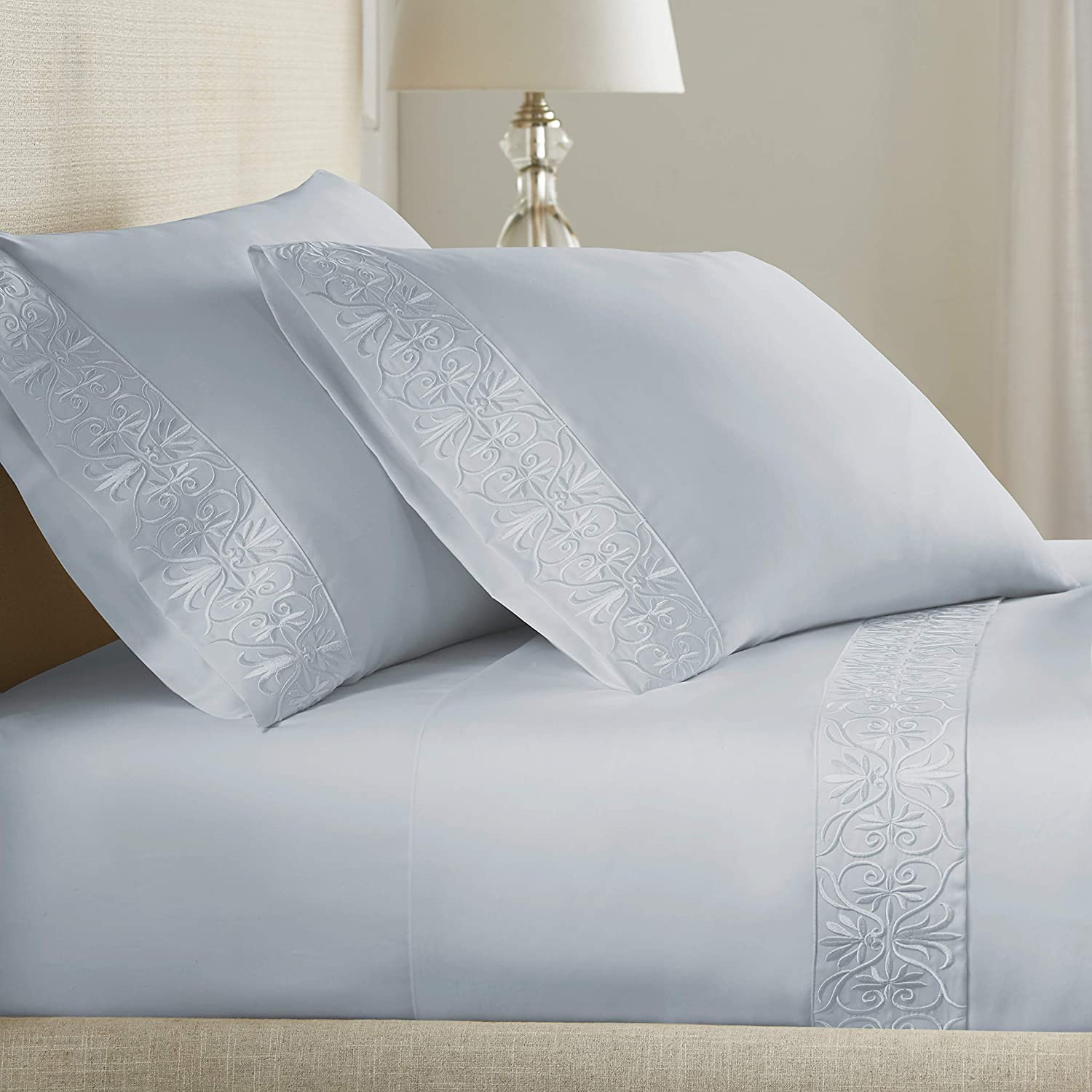 Pure Parima Egyptian Cotton Sheets Ariane Sheet Set | 100% Giza Egyptian Cotton#color_icy-blue