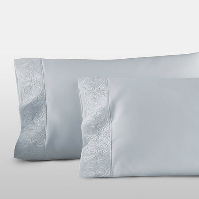 Pure Parima Egyptian Cotton Sheets Ariane Pillowcase Set#color_icy-blue