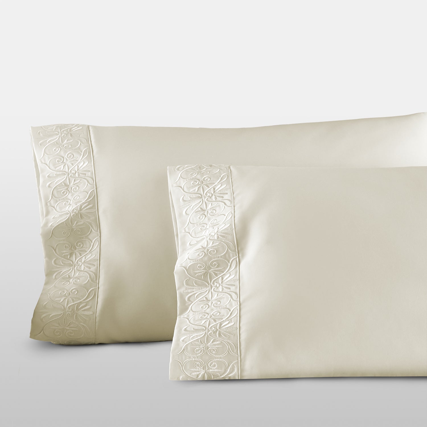 Pure Parima Egyptian Cotton Sheets Ariane Pillowcase Set#color_ivory