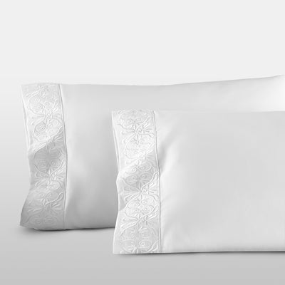 Pure Parima Egyptian Cotton Sheets Ariane Pillowcase Set#color_white