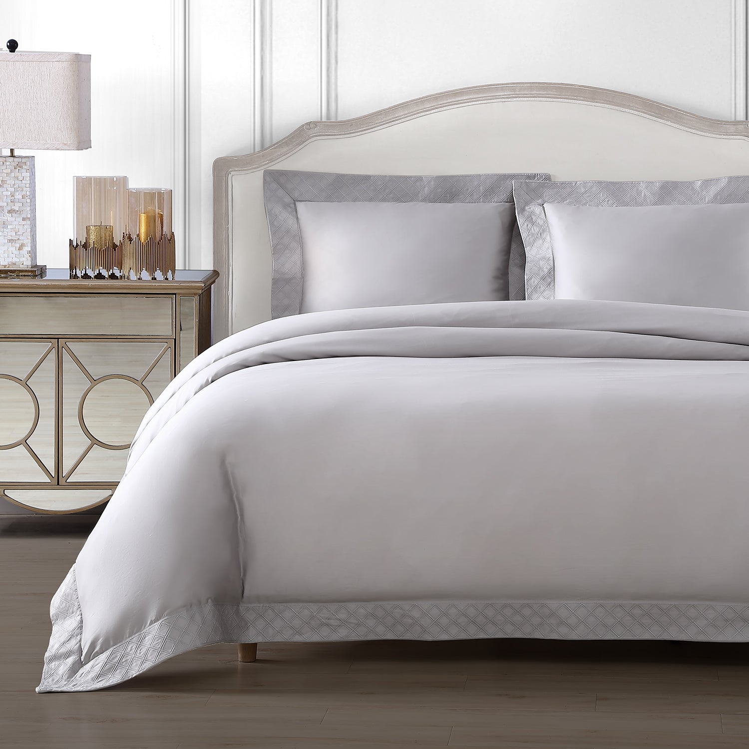 Pure Parima Egyptian Cotton Sheets Hira Duvet Cover Set | 100% Giza Egyptian Cotton#color_grey