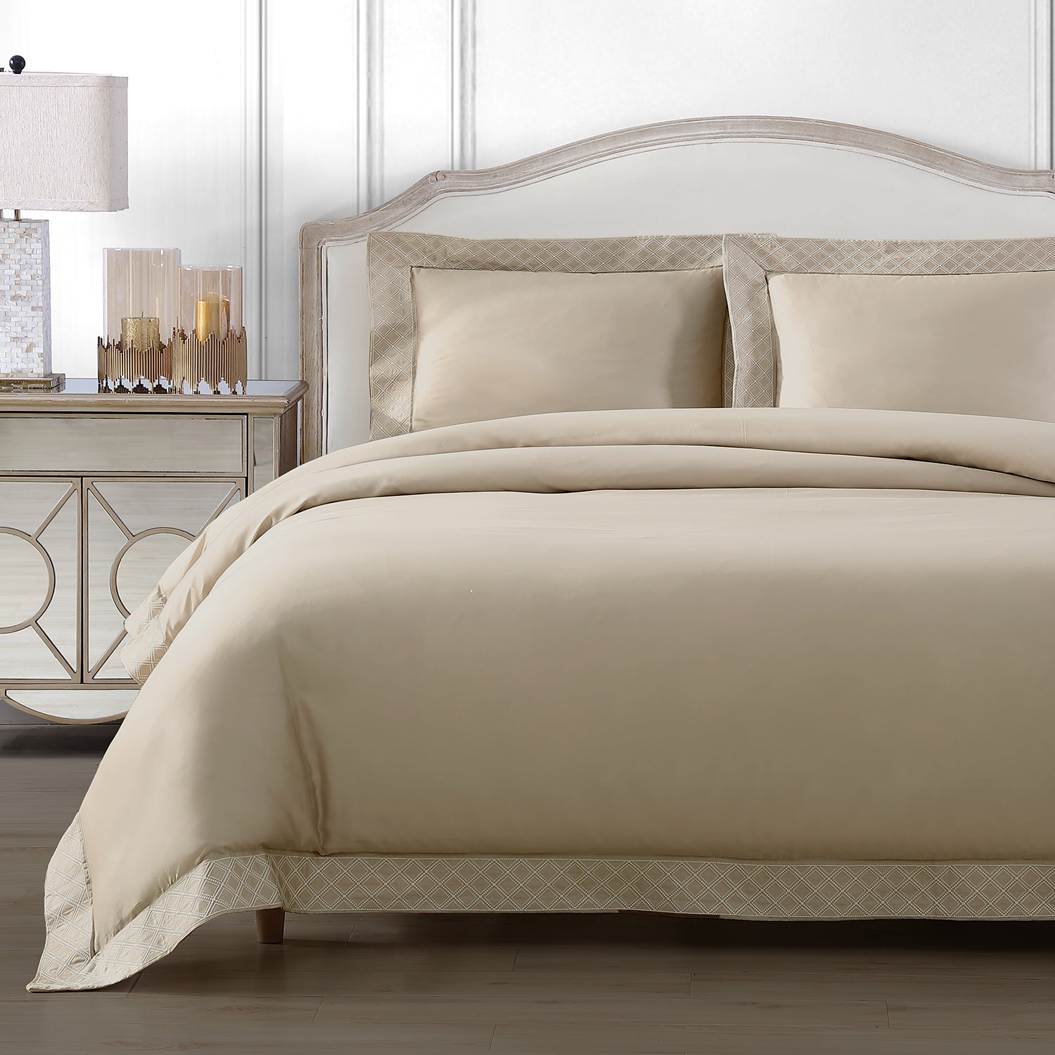 Pure Parima Egyptian Cotton Sheets Hira Duvet Cover Set | 100% Giza Egyptian Cotton#color_tan