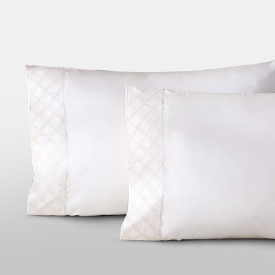 Pure Parima Egyptian Cotton Sheets Hira Pillowcase Set#color_ivory