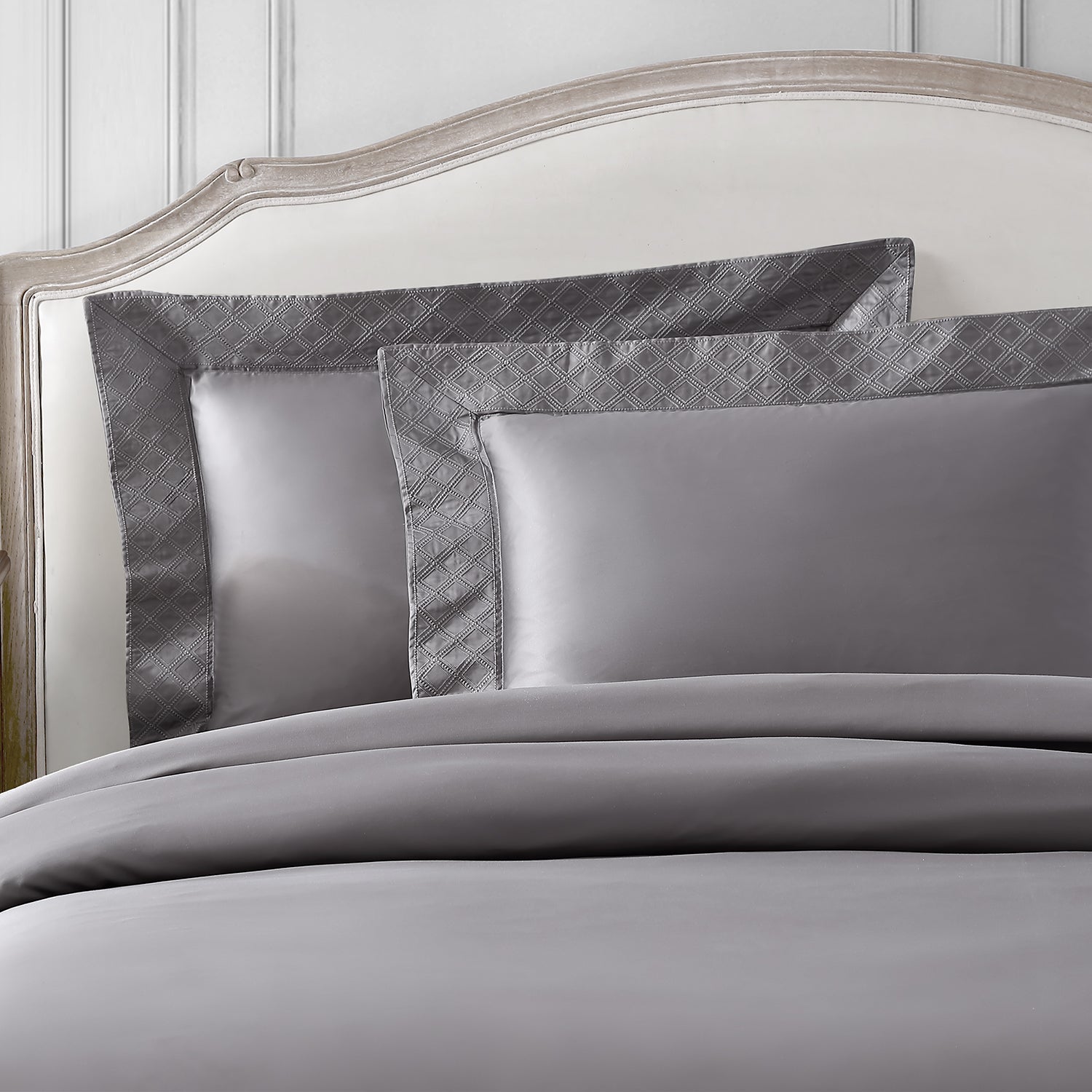 Pure Parima Egyptian Cotton Sheets Hira Duvet Cover Set | 100% Giza Egyptian Cotton#color_charcoal