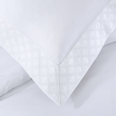 Pure Parima Egyptian Cotton Sheets Hira Duvet Cover Set | 100% Giza Egyptian Cotton#color_white