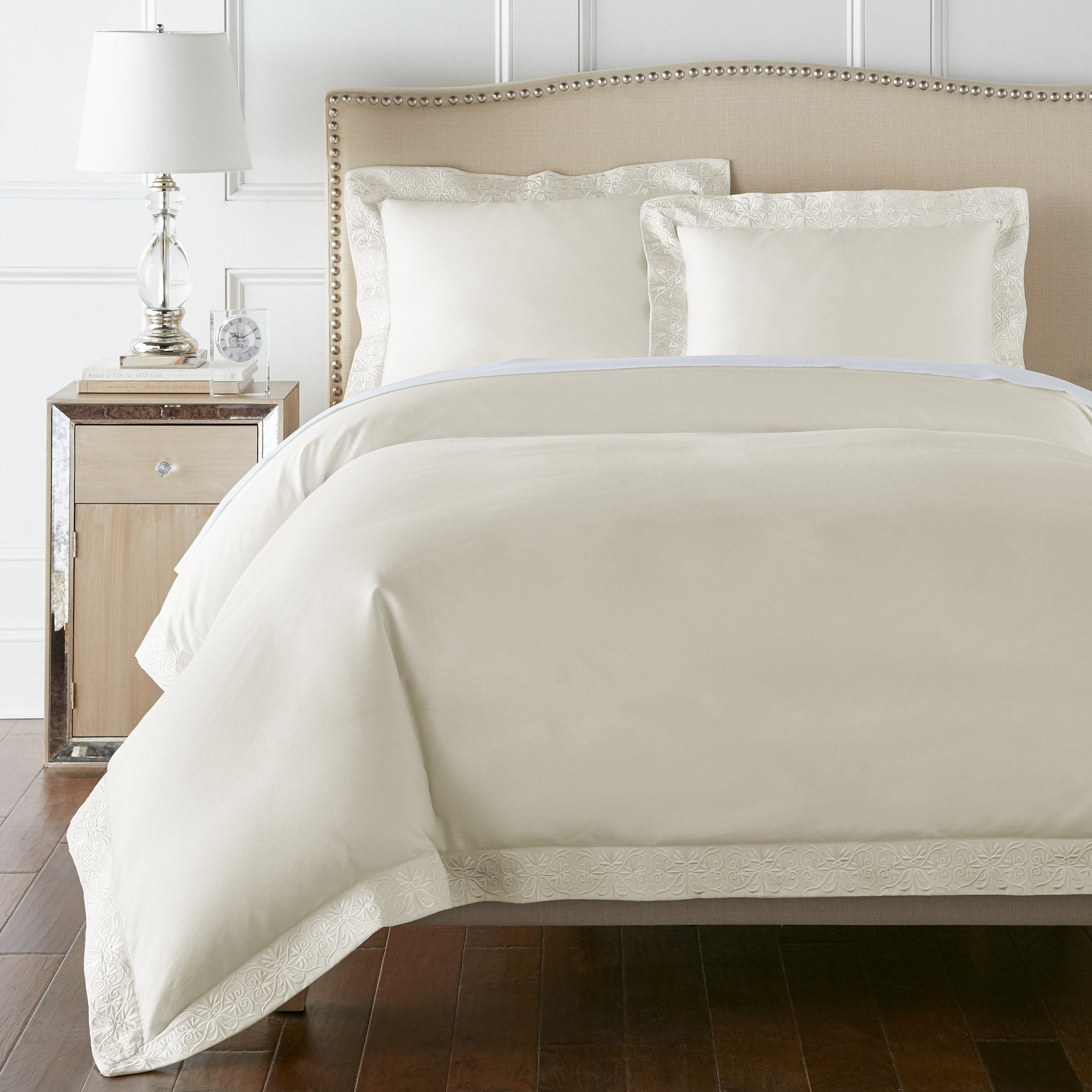 Pure Parima Egyptian Cotton Sheets Ariane Duvet Cover Set | 100% Giza Egyptian Cotton#color_ivory