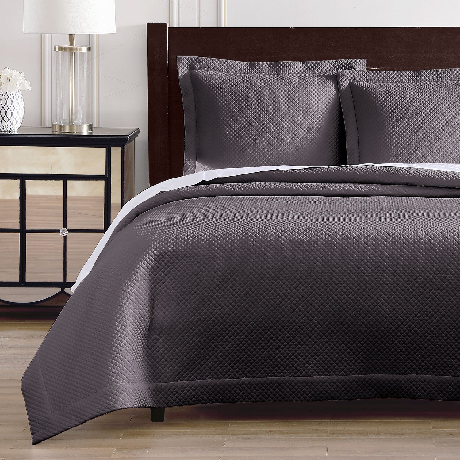 pure parima egyptian cotton diamond quilted coverlet#color_charcoal