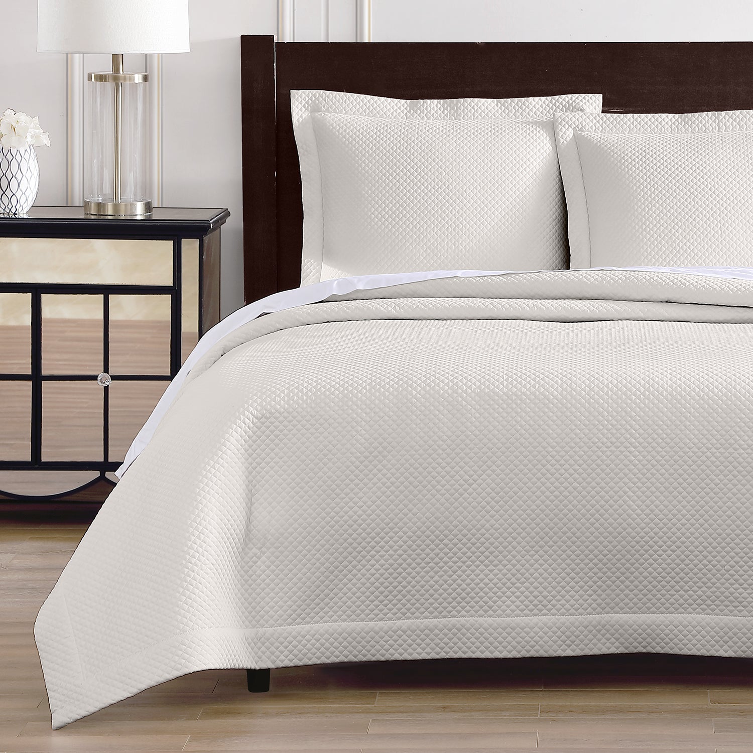 pure parima egyptian cotton diamond quilted coverlet#color_ivory