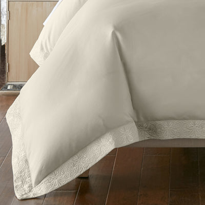 Pure Parima Egyptian Cotton Sheets Ariane Duvet Cover Set | 100% Giza Egyptian Cotton#color_linen
