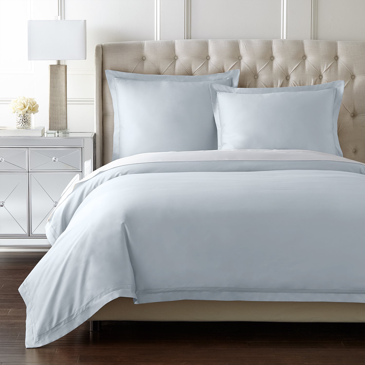 Pure Parima Egyptian Cotton Sheets Yalda Duvet Cover Set | 100% Giza Egyptian Cotton#color_icy-blue