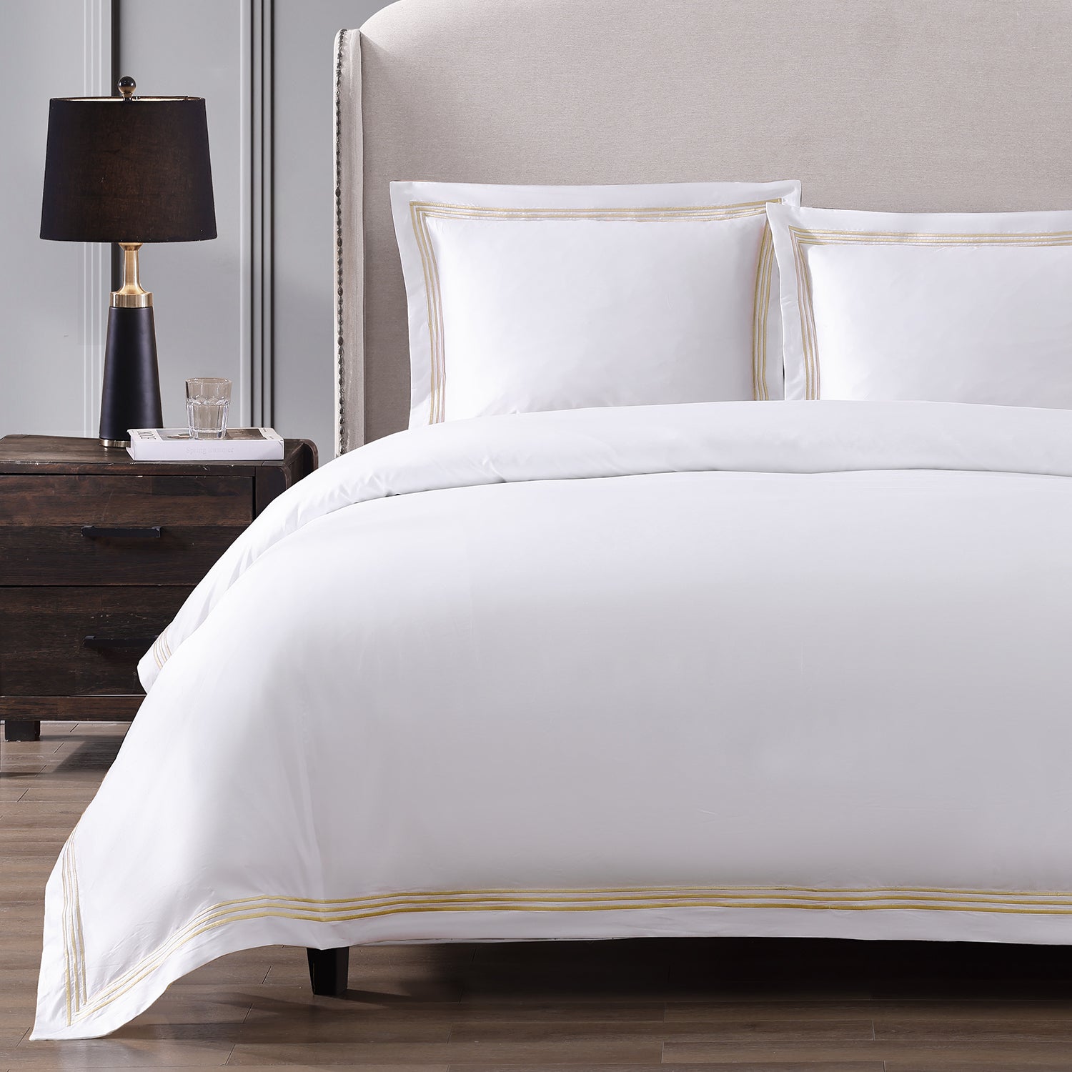 Pure Parima Egyptian Cotton Sheets Triple Luxe Sateen Duvet Cover Set#color_gold