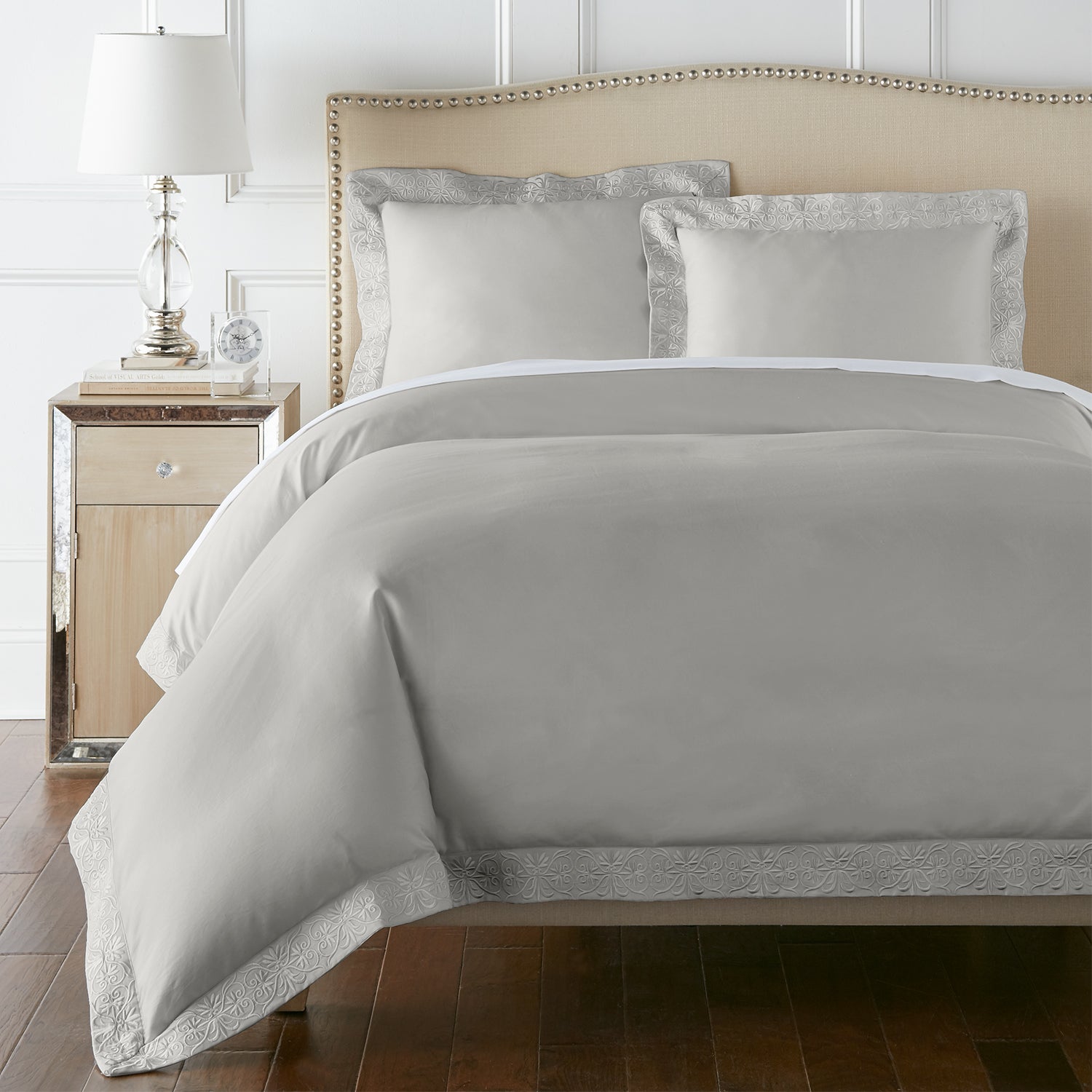 Pure Parima Egyptian Cotton Sheets Ariane Duvet Cover Set | 100% Giza Egyptian Cotton#color_grey