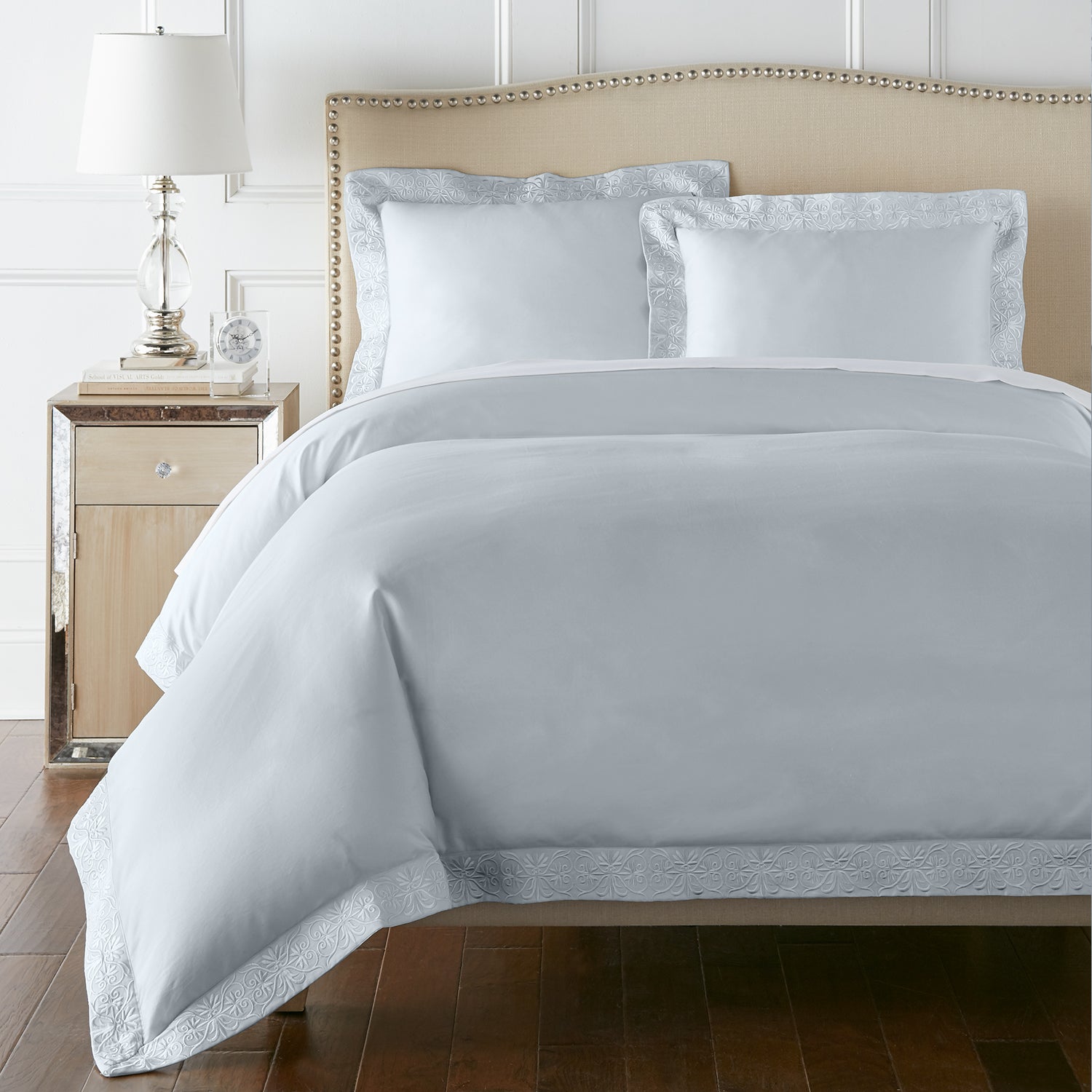 Pure Parima Egyptian Cotton Sheets Ariane Duvet Cover Set | 100% Giza Egyptian Cotton#color_icy-blue