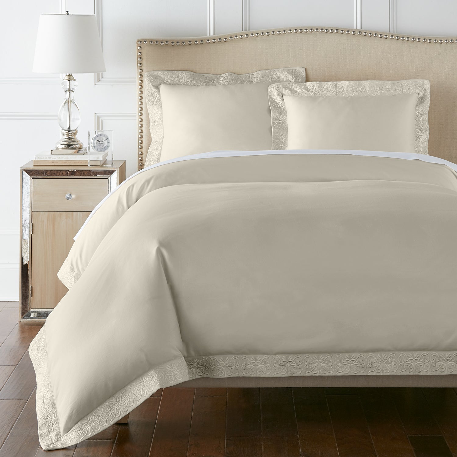Pure Parima Egyptian Cotton Sheets Ariane Duvet Cover Set | 100% Giza Egyptian Cotton#color_linen