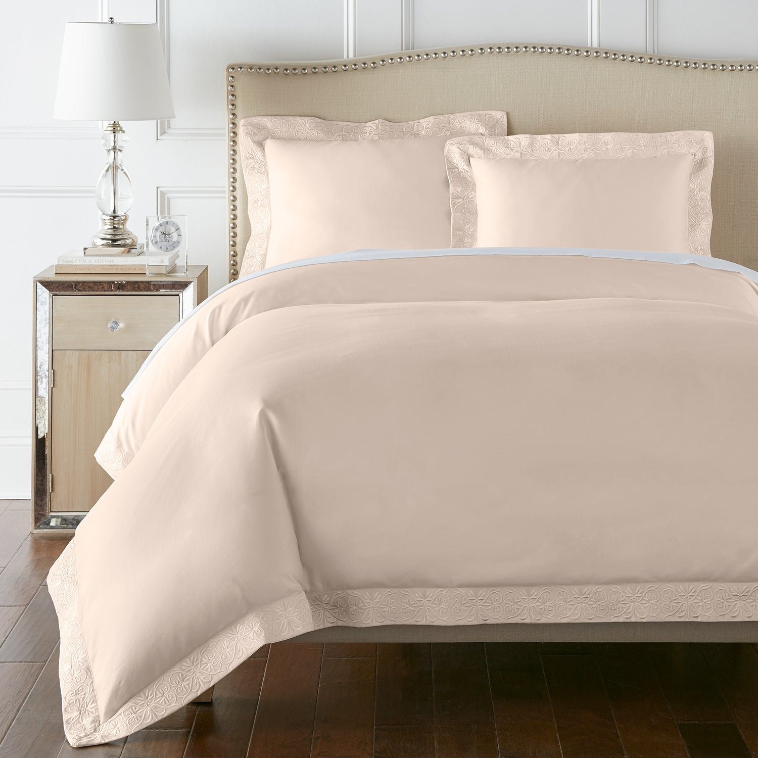 Pure Parima Egyptian Cotton Sheets Ariane Duvet Cover Set#color_soft-peach