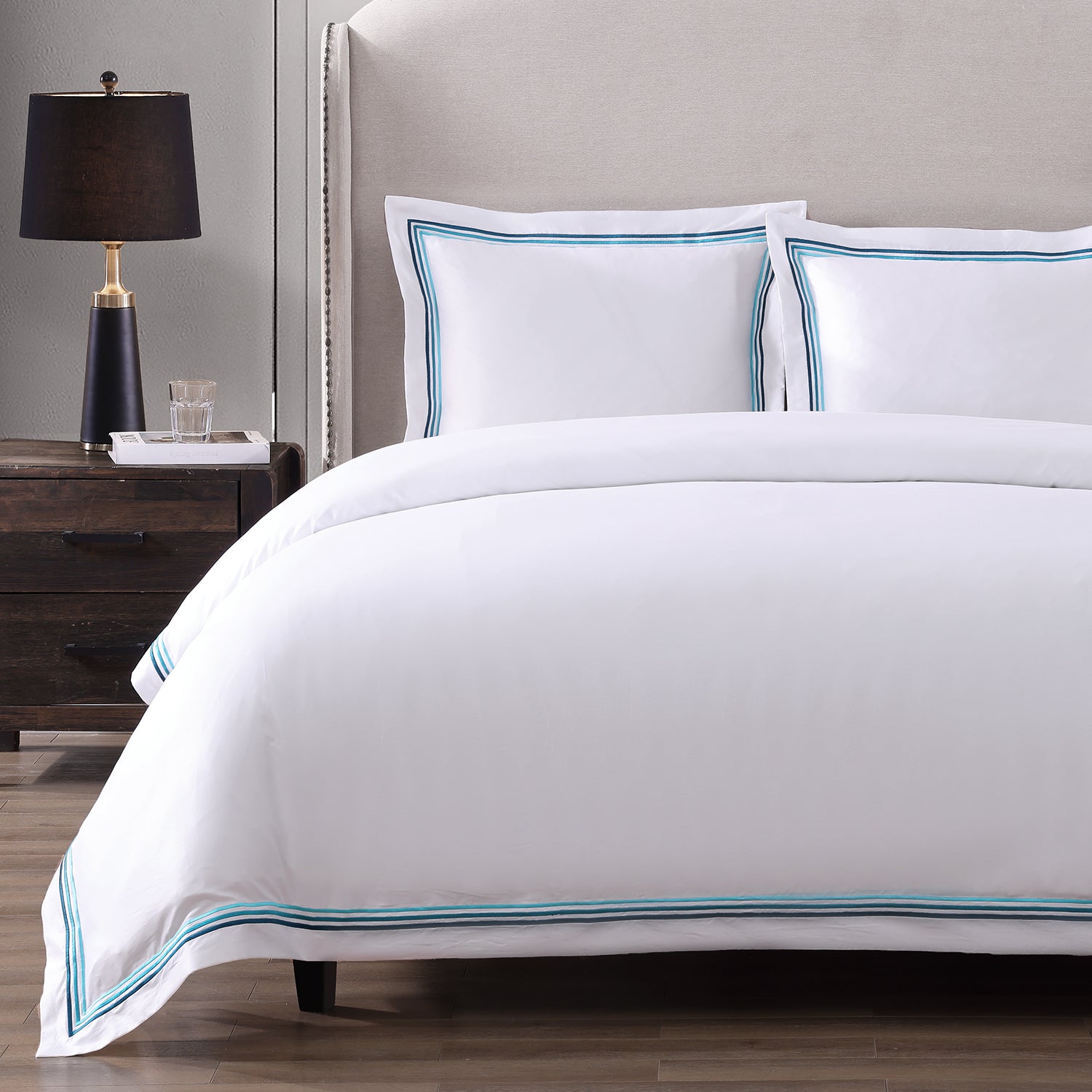 Pure Parima Egyptian Cotton Sheets Triple Luxe Sateen Duvet Cover Set#color_teal