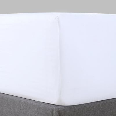 Pure Parima Egyptian Cotton Sheets Sateen Fitted Sheet#color_white