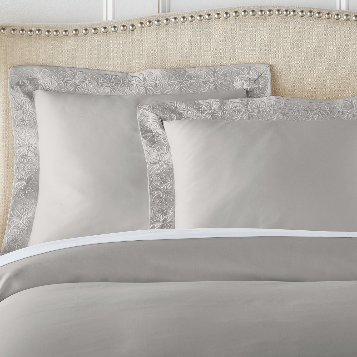 Pure Parima Egyptian Cotton Sheets Ariane Duvet Cover Set | 100% Giza Egyptian Cotton#color_grey