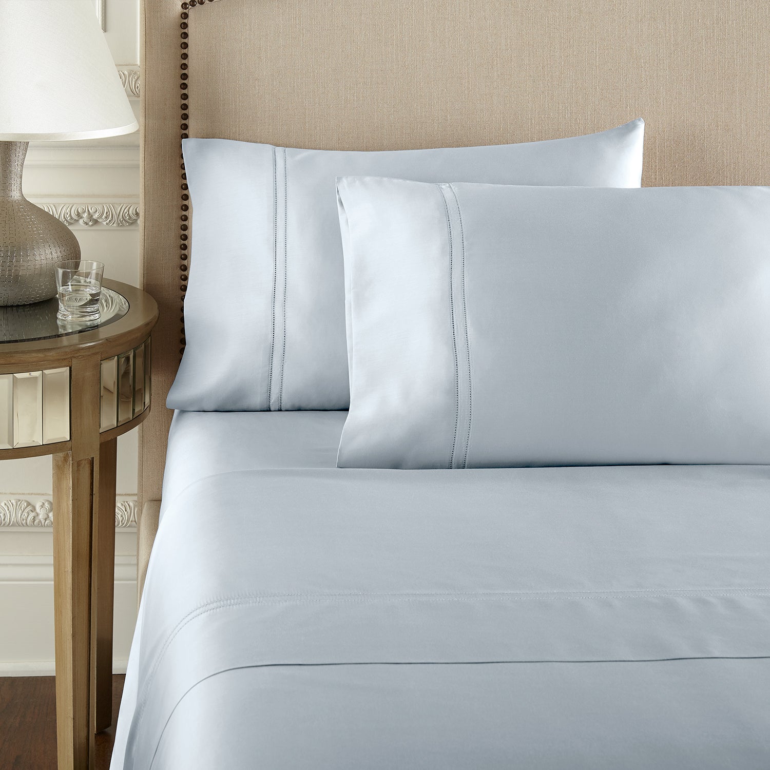 Pure Parima Egyptian Cotton Sheets Yalda Sheet Set | 100% Giza Egyptian Cotton#color_icy-blue