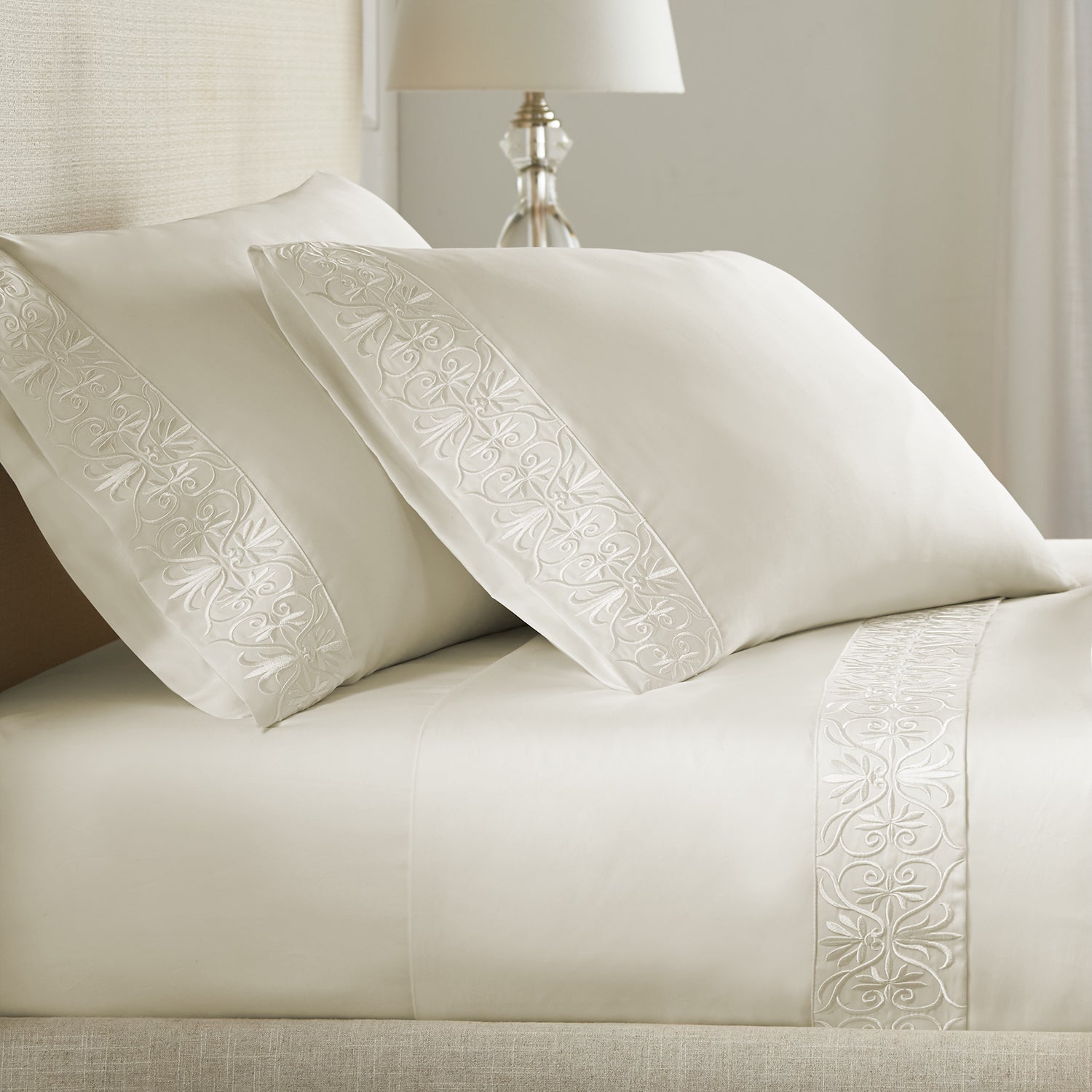 Pure Parima Egyptian Cotton Sheets Ariane Sheet Set | 100% Giza Egyptian Cotton#color_ivory