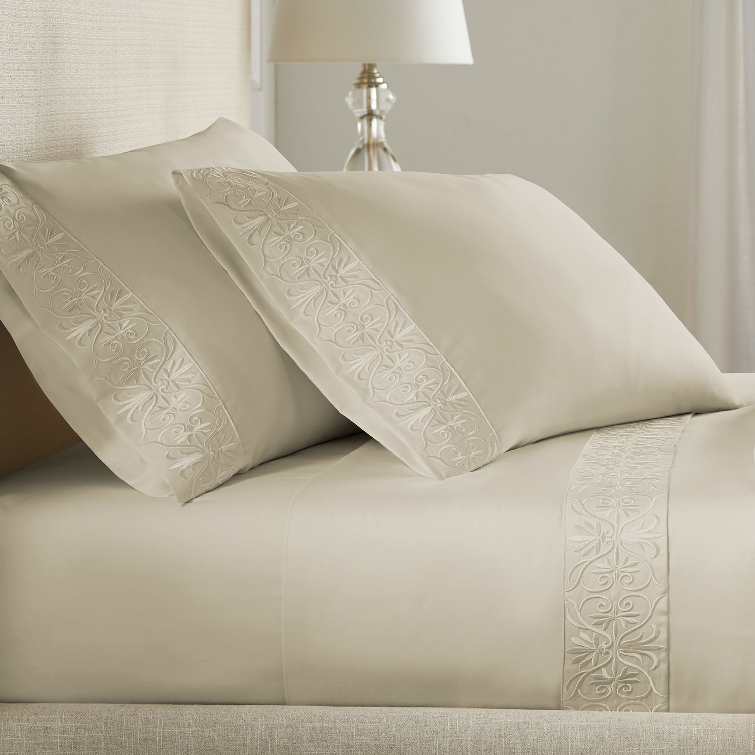 Pure Parima Egyptian Cotton Sheets Ariane Sheet Set | 100% Giza Egyptian Cotton#color_tan
