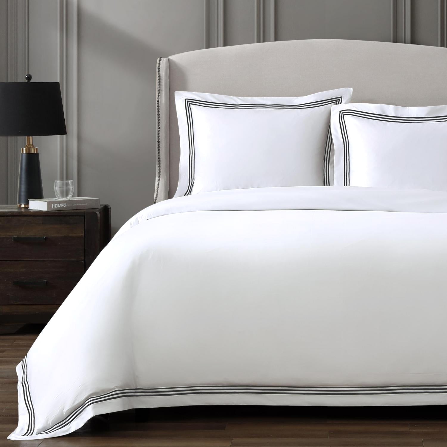 Pure Parima Egyptian Cotton Sheets Triple Luxe Sateen Duvet Cover Set#color_black