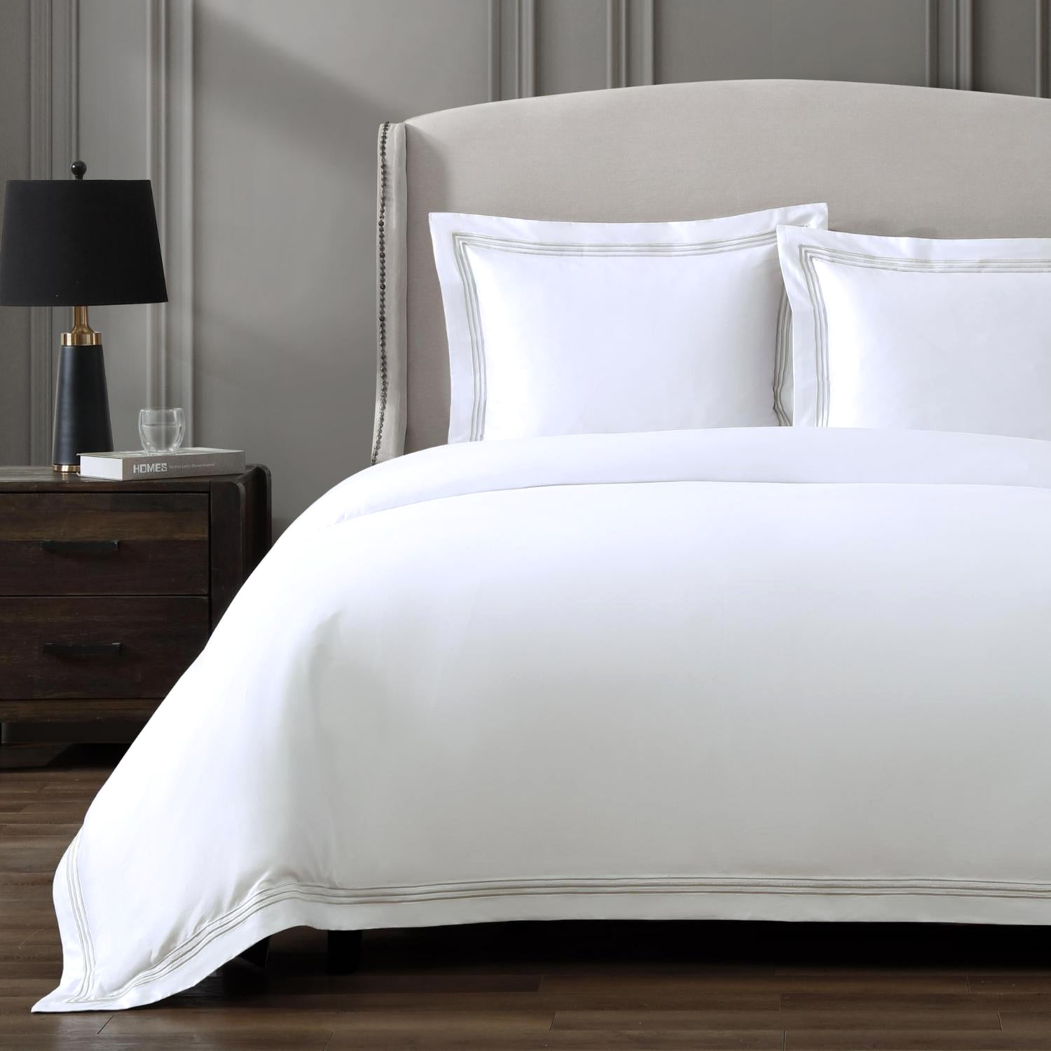 Pure Parima Egyptian Cotton Sheets Triple Luxe Sateen Duvet Cover Set#color_nickel