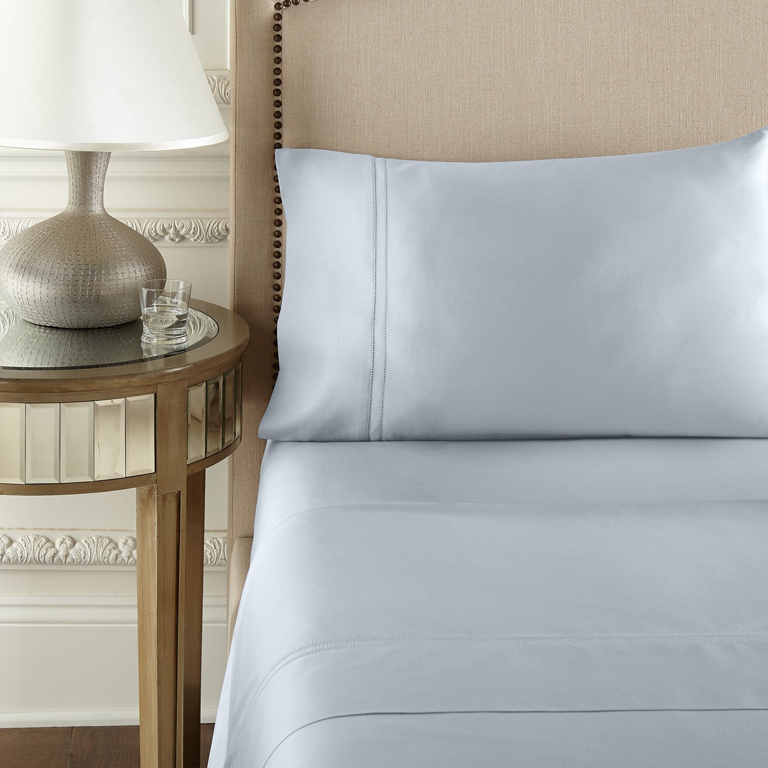 Pure Parima Egyptian Cotton Sheets Yalda Sheet Set | 100% Giza Egyptian Cotton#color_icy-blue