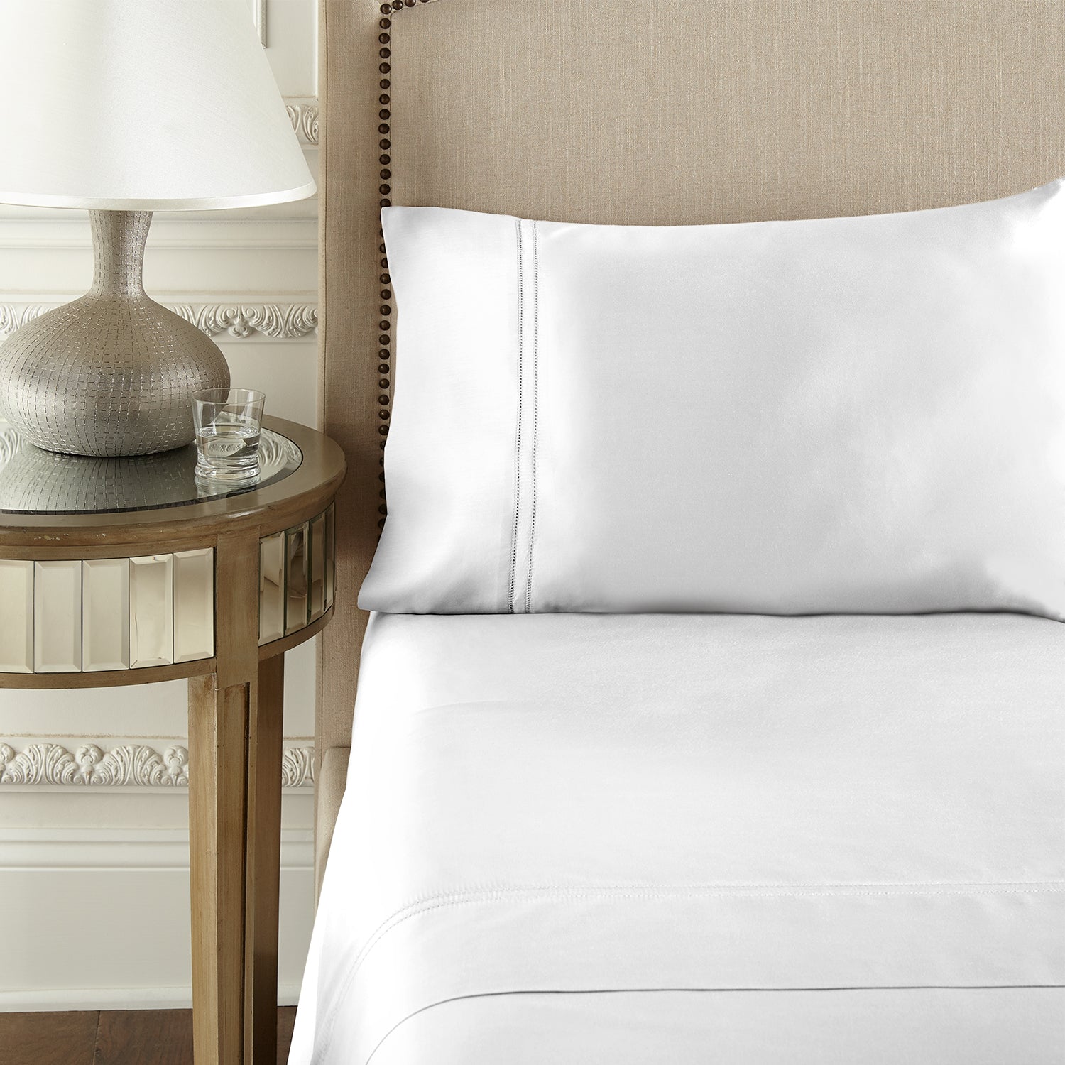 Pure Parima Egyptian Cotton Sheets Yalda Sheet Set | 100% Giza Egyptian Cotton#color_white